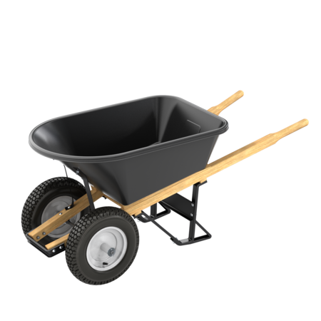 BON TOOL Barrow, Poly 5 3/4 Cubic Feet Tray, Double Knobby Tire Wood Handle 11-661